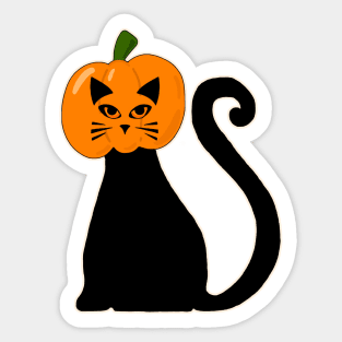 HALLOWEEN CAT- Pumpkin Head Sticker